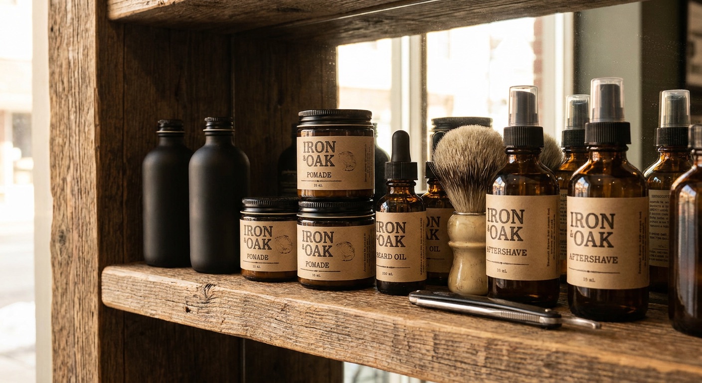 Luxe style preview — grooming products on brass